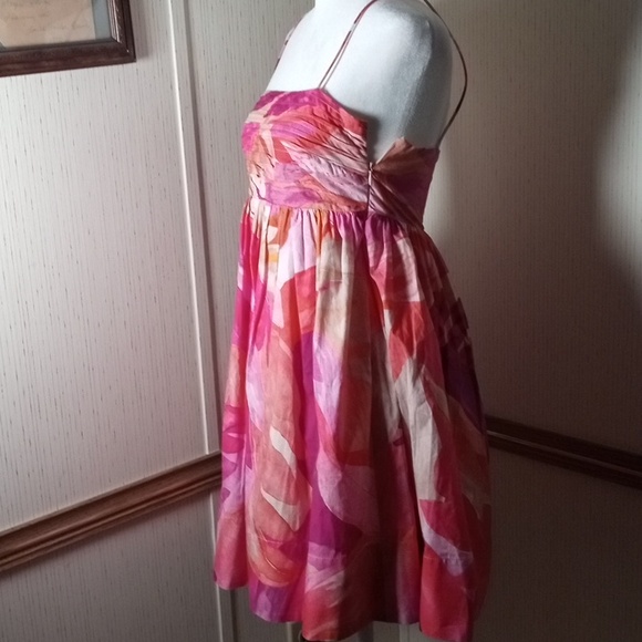 Womens Pink Floral Sundress with Spaghetti Straps, Vacation, Cruise,Dance Gradua - Picture 5 of 8